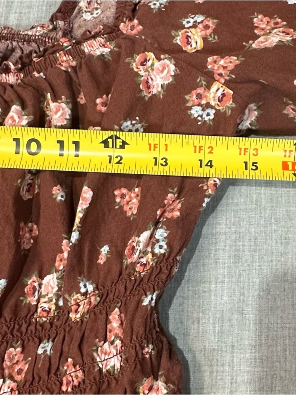 Celebrity Pink brown floral midi dress with smocked waist sz L - Picture 7 of 9